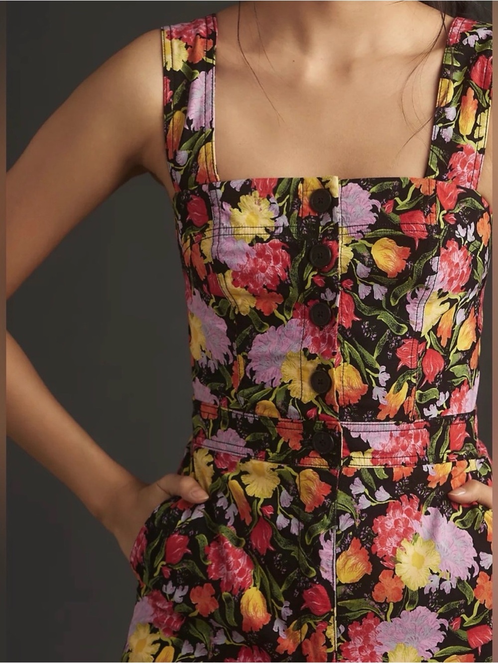 Anthropologie Maeve Yukiko Noritake buttoned floral romper 🌼 US 4
